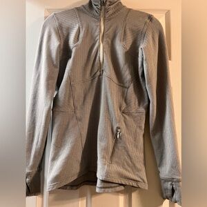 Lululemon kanto catch me zip pullover size 6 gray black white herringbone
